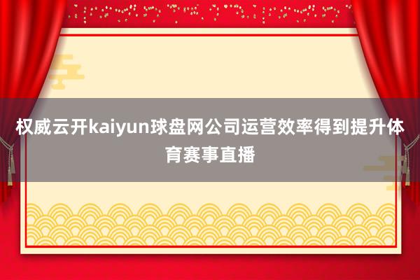 权威云开kaiyun球盘网公司运营效率得到提升体育赛事直播