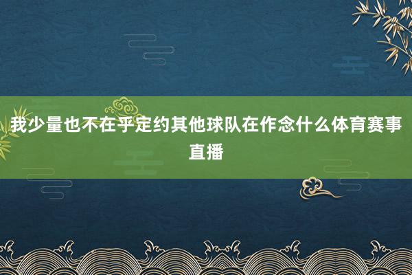 我少量也不在乎定约其他球队在作念什么体育赛事直播